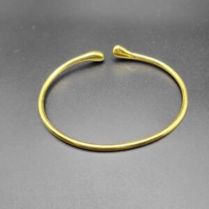 Adjustable Gold Teardrop Open Cuff Bracelet Women Yellow Metal Shiny Jewelry